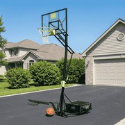 Cesto de basquetebol portátil Galaxy com rodas e aro para afundanços ajustavel em altura verde e preto