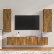 vidaXL Conjunto móveis de TV 4 pcs madeira processada carvalho fumado
