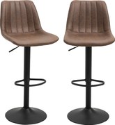 HOMCOM Conjunto de 2 Bancos de Bar Estilo Vintage Altura Regulável Giratórios Altura Ajustável 89-110 cm Castanho | Aosom Portugal