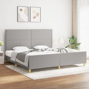 Estrutura de cama 200x200 cm tecido cinzento-claro