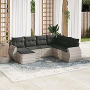 vidaXL 7 pcs conj. sofás jardim com almofadões vime PE cinzento-claro