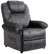 HOMCOM Poltrona Relax Reclinável Poltrona para Sala de Estar com Apoio para os Pés Retrátil Encosto Alto Bolso Lateral Acolchoado Grosso 96x91x108cm Preto