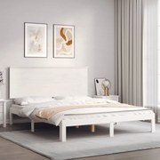 Estrutura de cama King Size com cabeceira madeira maciça branco