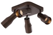 Foco de teto quadrado bronze escuro GU10 50mm 4 luzes - Stanley