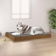 vidaXL Cama para cães 101,5x74x9 cm pinho maciço castanho mel