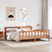 vidaXL Estrutura cama c/ cabeceira 180x200cm pinho maciço castanho-mel