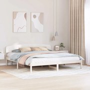 vidaXL Estrado de Cama com Cabeceira Branco 200x200 cm Madeira Maciça de Pinho