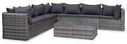 vidaXL 8 pcs conjunto lounge de jardim c/ almofadões vime PE cinzento