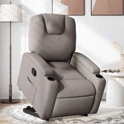 vidaXL Poltrona reclinável elevatória tecido cinzento-acastanhado