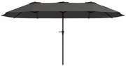 Outsunny Chapéu de Sol Duplo 4x2,2 m Chapéu de Sol para Jardim com Manivela Manual Impermeável e Proteção UV30+ Cinza Escuro | Aosom Portugal
