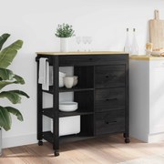 vidaXL Carrinho de Cozinha MONZA Preto 84 x 40 x 88,5 cm