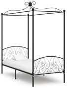 vidaXL Estrutura de cama com dossel metal preto 90x200 cm
