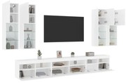 vidaXL 7 pcs conjunto de móveis de parede para TV com luzes LED branco