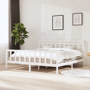 Estrutura de cama 200x200 cm madeira maciça branco