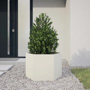 vidaXL Vaso/floreira de jardim hexagonal 69x60x45 cm aço branco