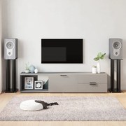 vidaXL Suportes p/ colunas 2pcs vidro temperado design 4 pilares preto