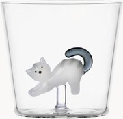 Copo artesanal em vidro borossilicato Tabby Cat