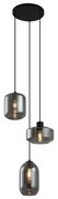 Candeeiro suspenso moderno preto com vidro fumado 3-luzes - Sheena Moderno