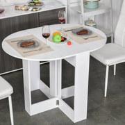 Mesa dobrável com 2 asas dobráveis ​​Mesa lateral de madeira 104x76x73,7 cm Branco