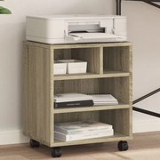 vidaXL Suporte para impressora com rodas 41x32x48 cm carvalho sonoma