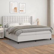 vidaXL Cama com molas/colchão 200x200 cm couro artificial branco