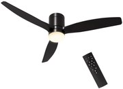 HOMCOM Ventoinha de Teto com Luz 46W Ø132 cm com 3 Lâminas Reversíveis Controlo Remoto 6 Velocidades e Temporizador Preto