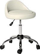 HOMCOM Banco com Rodas Banco Giratório com Altura Ajustável Cosmética Dentista Cabeleireiro Ø50x63-83 cm Branco | Aosom Portugal
