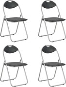 vidaXL Cadeiras de jantar dobráveis 4 pcs couro artificial preto