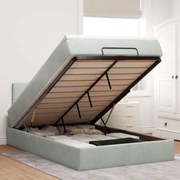 vidaXL Cama otomana com colchão &amp; LEDs 120x190cm veludo cinza-claro