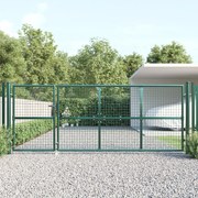 vidaXL Portão de rede para jardim 350x175 cm aço galvanizado verde