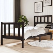 vidaXL Estrutura cama pequena solteiro 75x190 cm madeira maciça preto
