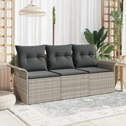 vidaXL Conjunto de Sofá de Jardim 3 Peças com Almofadas Cinza Claro