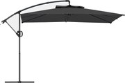 Outsunny Guarda-sol de Braço Lateral Quadrado 3x3 m com Manivela Base Cruzada Guarda-sol Inclinável Rotação a 360° Lona Cinza Escuro | Aosom Portugal