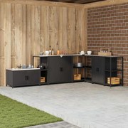 vidaXL Armazenamento de Cozinha Preto 60 x 50 x 92 cm Aço
