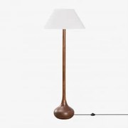 Luminária De Chão Em Madeira De Manga Adelaide Madeira De Cabo Escuro & Branco Ø55 Cm - ↑25 Cm Menorca - Sklum