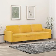 Sofá de 3 lugares 210 cm veludo amarelo