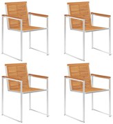 vidaXL Cadeiras de jardim 4 pcs madeira acácia maciça e aço inoxidável