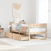 vidaXL Cama sem colchão 75x190 cm madeira de pinho maciça