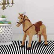 Cavalo de Brinquedo para Crianças de +3 Anos com Sons e Estrutura de Metal Carga 60kg 85x28x60 cm Bege
