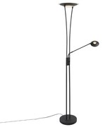 Candeeiro de pé moderno preto com braço de leitura LED - Ibiza Moderno