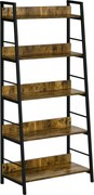 HOMCOM Estante Estilo Industrial Inclinada 5 Prateleiras 70x35x150 cm Castanho | Aosom Portugal