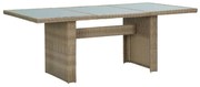 Mesa de jantar jardim 200x100x74 cm vidro e vime PE castanho