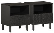 vidaXL Mesas de cabeceira 2 pcs 40x33x46 cm mangueira maciça preto