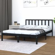 vidaXL Estrutura de cama king 150x200 cm pinho maciço preto