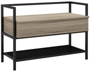 HOMCOM Banco Sapateira com Compartimento Oculto 84x39,5x61 cm Preto e Madeira | Aosom Portugal