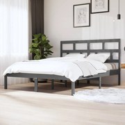 Estrutura de cama super king 180x200 cm madeira maciça cinzento