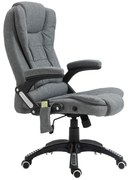 Vinsetto Cadeira Escritório de Massagem 6 Pontos de Massagem Reclinável até 130° com Função de Aquecimento 68x72x110-120 cm Cinza | Aosom Portugal