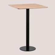 Mesa Alta De Bar Quadrada Em Lâmina De Freixo Frappe ↔︎ 70 Cm & Preto - Sklum