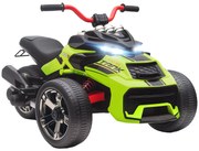 AIYAPLAY Quadricilo Elétrico para Crianças 12V com 2 Motores Velocidade até 5 km/h 3 Rodas Faróis Buzina Música 113x74x63 cm Verde | Aosom Portugal