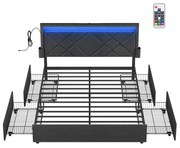 Estrutura de cama de casal para colchão de 140 x 200 cm com cabeceira cinza